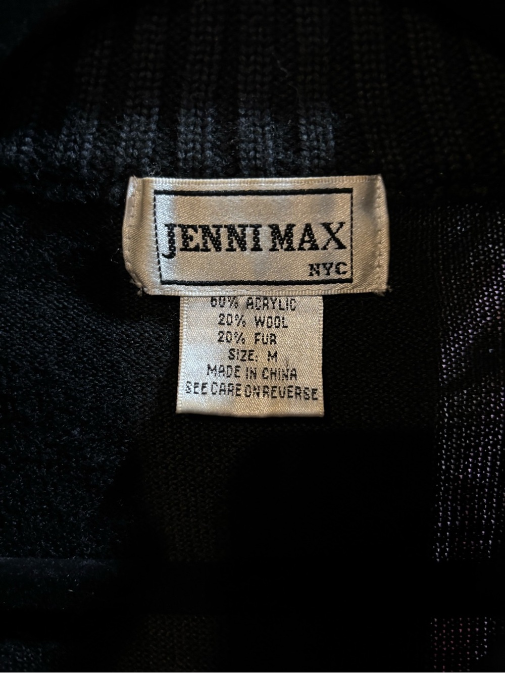 Jenni Black Fur Front Zip cardigan Jacket Y2K - Picture 3 of 5